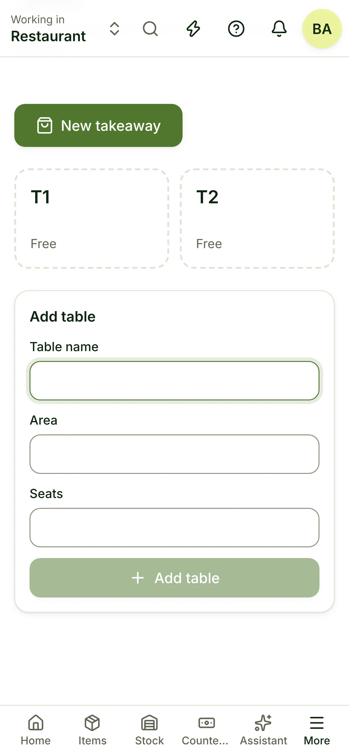 Restaurant tables with open bills